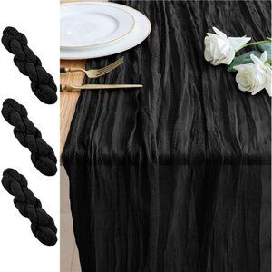 3PCS Table Runner Cheesecloth 10FT Black Boho Gauze Cheese Cloth Rustic Sheer